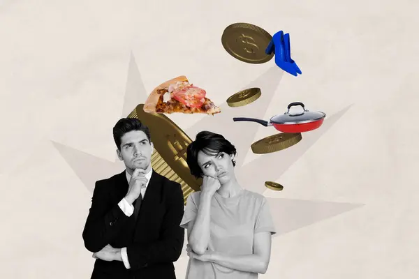 Collage Junge Unternehmer Formalwear Kerl Händler Wirtschaft Goldene Münzen Finanzieren — Stockfoto