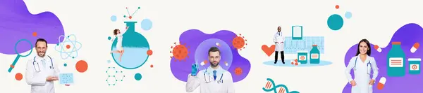 Collage Compuesto Panorama Imagen Salud Cuidado Enfermedad Tratamiento Farmacéutica Medicación — Foto de Stock
