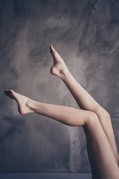 Concept Self Acceptance Photo Woman Depilate Barefoot Looking Seductive Horny — Stock Photo, Image