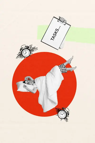 Retro Abstract Creative Artwork Template Collage Lazy Lady Napping Instead — Stock Photo, Image