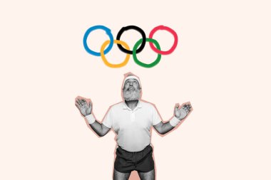 Collage of international symbol circle banner olympic games paris france summer competition sportsman aged man win success strong power. clipart