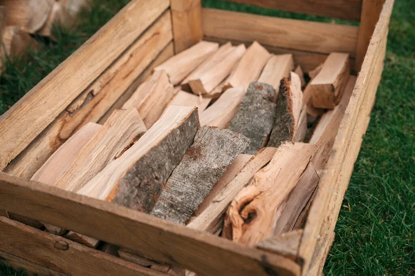 Chopped Wood Ready Heating Season — Stock Photo, Image