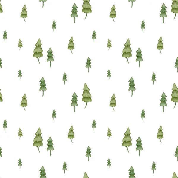 Watercolor Background Christmas Tree Pine Spruce Winter Seamless Pattern Botanical — Stock Photo, Image