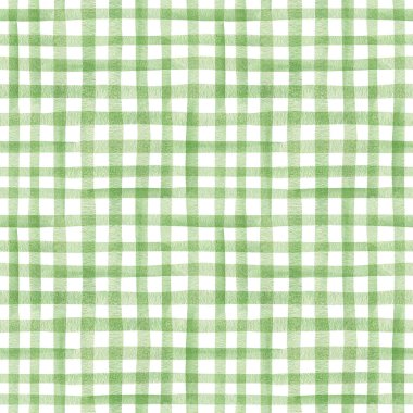 Colorful green checkered pattern. Seamless watercolor abstract geometric pattern. Design for wrapping paper, textile or printable products,