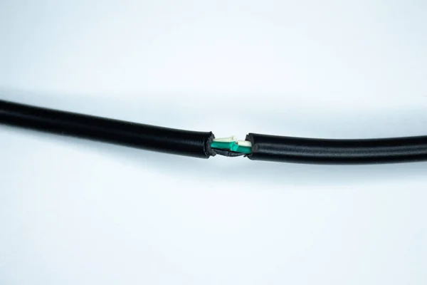 Broken Black Cable White Background — Stock Photo, Image