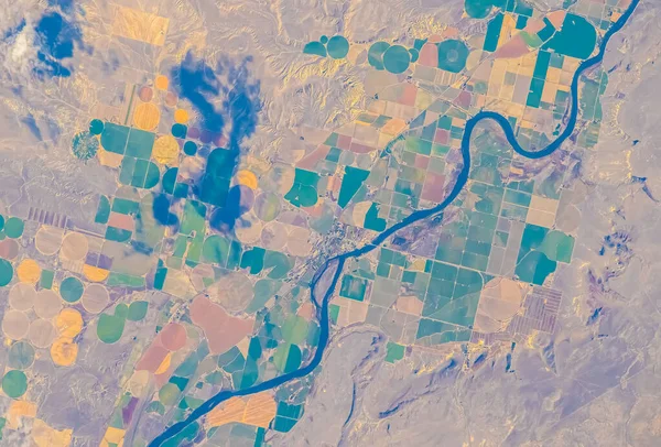 Αεροφωτογραφία Του Ποταμού Snake Και Της Αγροτικής Περιοχής Στοιχεία Αυτής — Φωτογραφία Αρχείου
