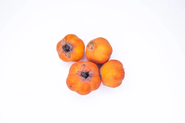 Fruta Espinheiro Vermelho Isolada Sobre Fundo Branco Vista Superior — Fotografia de Stock