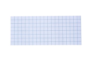 Karalanmış kağıt parçası beyaz arkaplanda izole edilmiş. Üst görünüm.