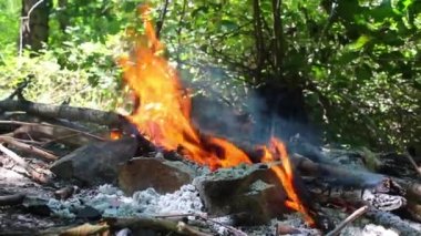 Ormanda ya da dağda kamp ateşi.