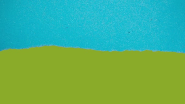 Papel Rasgado Azul Tela Verde Croma Fundo Chave Animação Papel — Vídeo de Stock