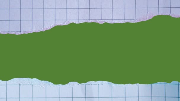 在绿色屏幕彩色键背景上拆开检查纸 4K纸制动画 — 图库视频影像