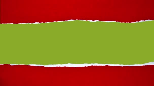 Κόκκινο Χαρτί Σχισμένο Χρωματικό Βασικό Φόντο Σχισμένο Animation Χαρτί Πράσινο — Αρχείο Βίντεο