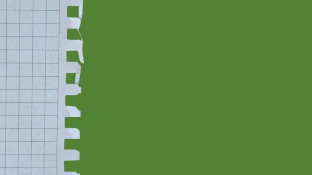 緑色の画面のクロマキーの背景にチェックされた紙 コピースペース付き4K紙アニメーション — ストック動画