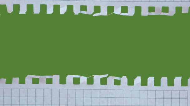 Papier Szachowy Zielonym Tle Chroma Key Animacja Papierowa Przestrzenią Kopiowania — Wideo stockowe
