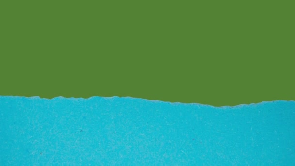 Papel Rasgado Azul Tela Verde Croma Fundo Chave Animação Slides — Vídeo de Stock