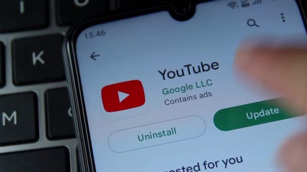 Uppdatera Youtubes Mobilapp Google Play Store Afyonkarahisar Turkiet Oktober 2022 — Stockvideo
