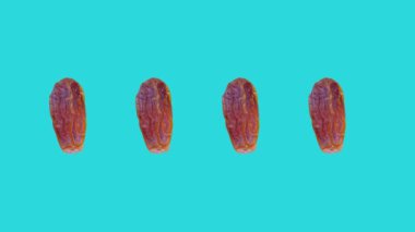 Date fruits rotating on blue background