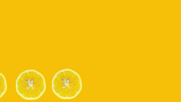 Lemon Slices Animation Yellow Background Stop Motion Citrus Animation Copy — Stockvideo