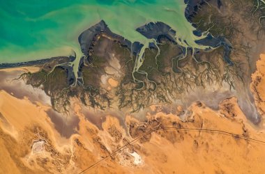 Satellite view of Rocky Point in Sonora, Mexico. Gulf of California. Elements of this image furnished by NASA.