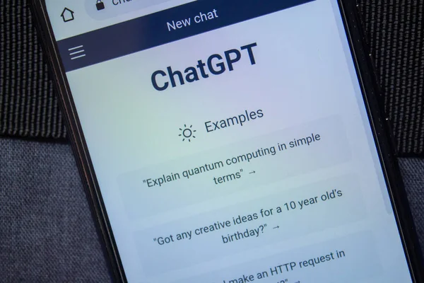 stock image Website of ChatGPT on a smartphone. AI chatbot on OpenAI website. Afyonkarahisar, Turkey - February 24, 2023.