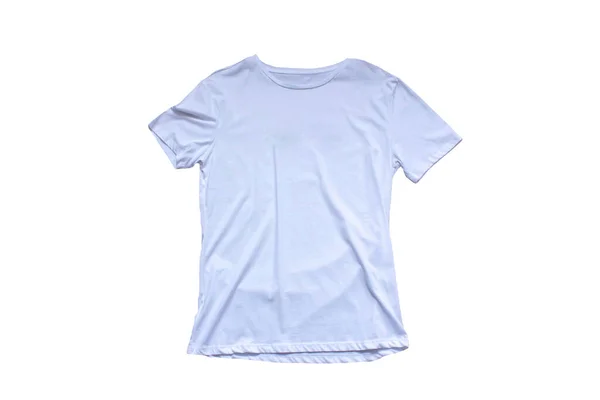 Camiseta Branca Branco Isolada Sobre Fundo Branco Camiseta Mockup — Fotografia de Stock
