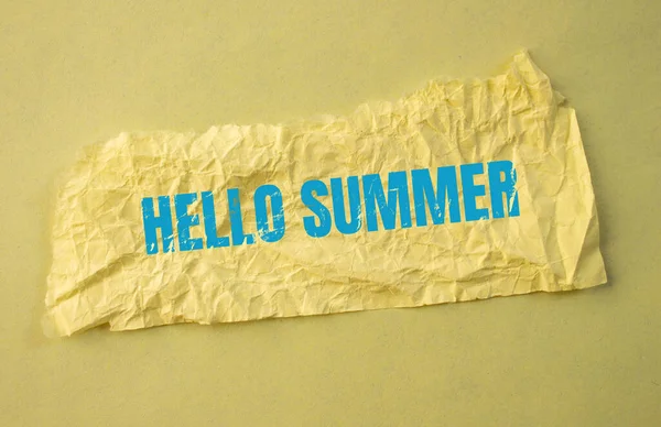 Witaj Summer Słowa Zapisane Papierze Koncepcja Letnia — Zdjęcie stockowe