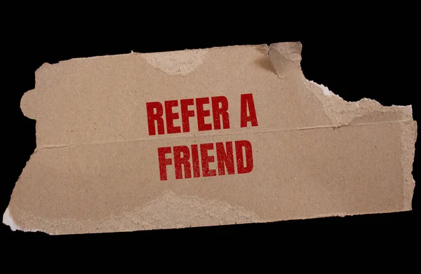 Refer Friend Concept Refer Friend Words Written Torn Paper — Stock Photo, Image