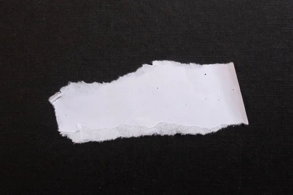 White Torn Paper Piece Isolated Black Background — Fotografia de Stock