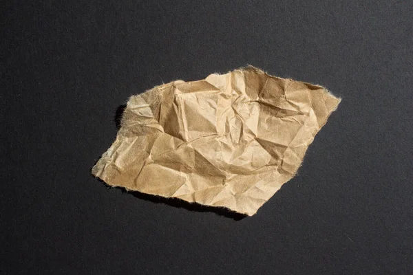 Crumpled Brown Paper Black Background Ripped Paper Background — Stock Photo, Image