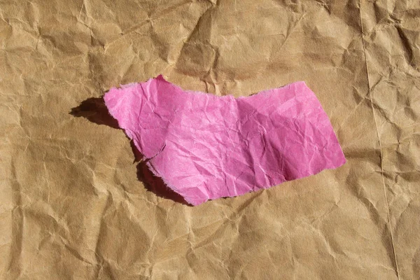 Crumpled Pink Paper Background Ripped Paper Piece Copy Space — Stock Photo, Image
