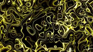 Dinamik sarı çizgiler siyah soyut bir arkaplan videosunda akıyor ve dalgalanıyor.