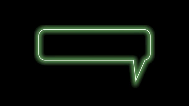 Bolla Discorso Verde Neon Sfondo Nero Brillante Bolla Chat Vuota — Video Stock