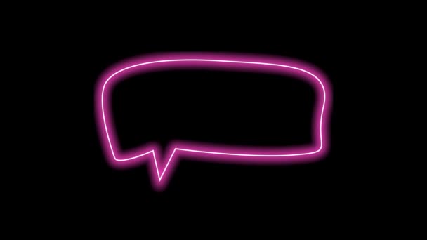 Neon Roze Spraakbel Zwarte Achtergrond Gloeiende Lege Chat Zeepbel — Stockvideo