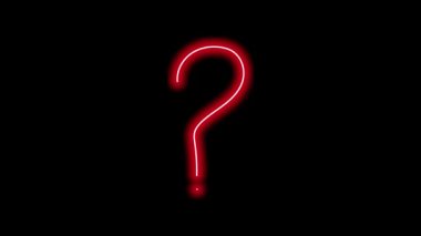 Siyah arkaplanda neon kırmızı soru işareti. Parlak soru işareti işareti.