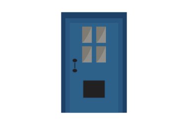 Mavi bir kapının basit düz tasarımı.