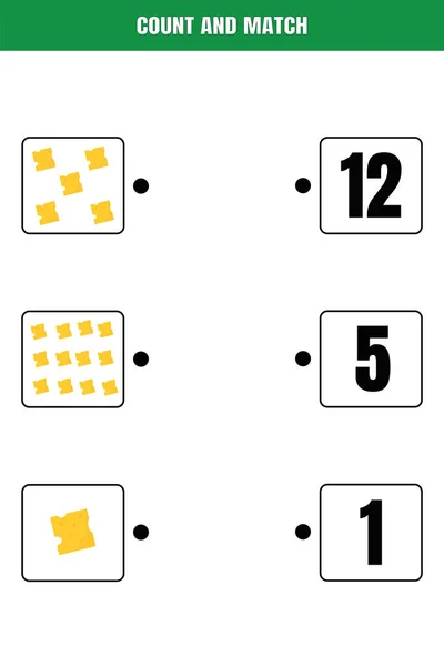Počítej Porovnej Vzdělávací Matematická Hra Pro Děti Návrh Tisknutelného Listu — Stockový vektor