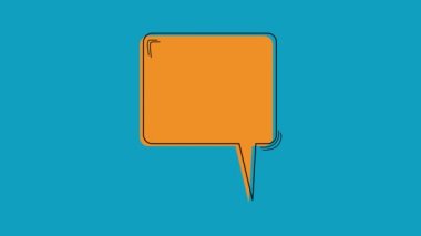 Mavi krom anahtar arka planında konuşma balonu. Animasyon turuncu sohbet balonu. Çizgi romanlar ve çizgi filmler için kullanışlı.