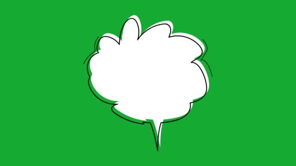 緑色のスクリーン クロマのキーの背景のスピーチの泡 アニメーションされたホワイトチャット風船 漫画や漫画に役立つ — ストック動画