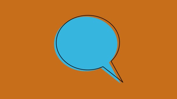Speech Bubble Orange Chroma Key Background Animated Blue Chat Balloon — Stock Video