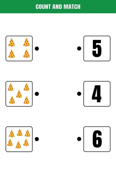 Count Match Educational Math Game Kids Printable Worksheet Design Preschool — Stock Vector