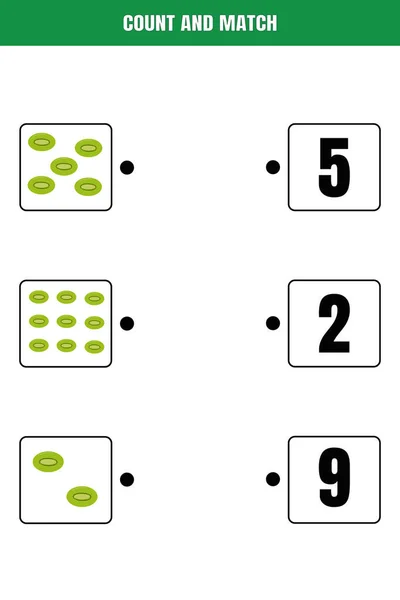 Zählen Und Übereinstimmen Lehrreiches Mathematikspiel Für Kinder Druckbare Arbeitsblattgestaltung Für — Stockvektor