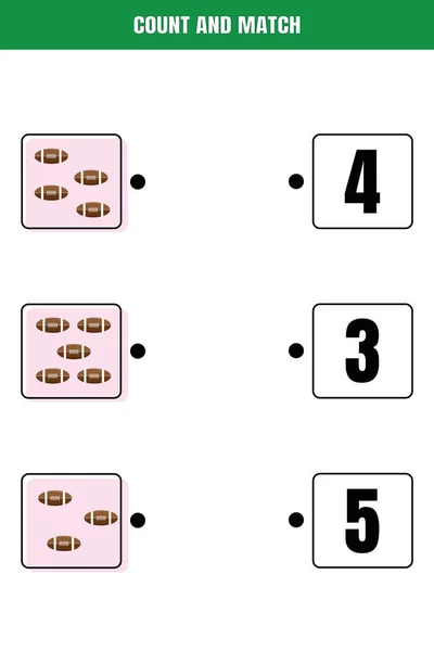 Tæl Match Pædagogisk Matematik Spil Børn Printable Regneark Design Til – Stock-vektor