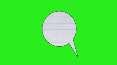 Yeşil ekran krom anahtar arka planında konuşma balonu. Animasyon beyaz sohbet balonu. Çizgi romanlar ve çizgi filmler için kullanışlı.