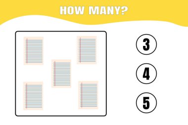 Kaç tane var? Çocuklar için eğitici matematik oyunu. Anaokulu, anaokulu ya da ilkokul çocukları için basılabilir çalışma kâğıdı tasarımı.
