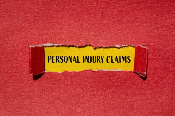Personal Injury Claims Written Ripped Red Paper Yellow — Stock Photo, Image