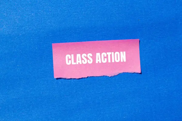 Class Action Words Written Ripped Pink Paper Blue Backgr — Stock Photo, Image