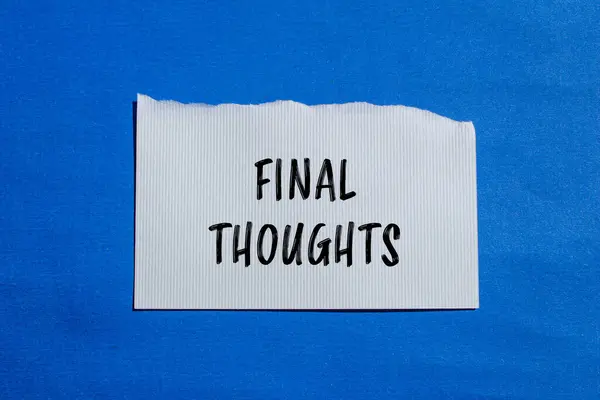 Final Thoughts Words Written Ripped White Paper Piece Blue Background — Stock Photo, Image