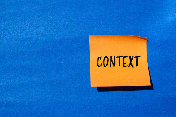 Palabra Contextual Escrita Papel Naranja Con Fondo Azul Símbolo Contexto — Foto de Stock