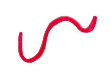 İzole edilmiş beyaz arkaplanda el çizimi kırmızı kalem darbesi