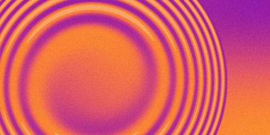 Mor turuncu gürültü gradyan girdap arkaplan, kumlu doku, kopyalama alanı olan retro pankart tasarımı